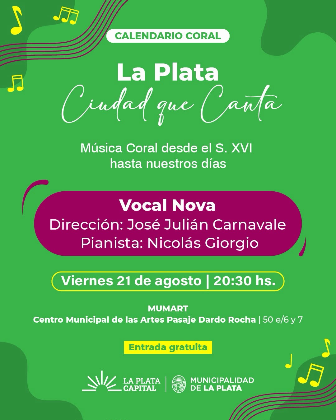 Flyer La Plata, Ciudad que Canta